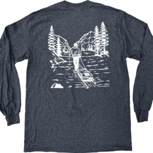 Back of the SkiPulk long sleeve tshirt with a snowy pulk scene.