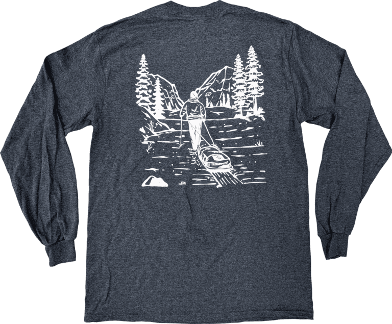 Back of the SkiPulk long sleeve tshirt with a snowy pulk scene.