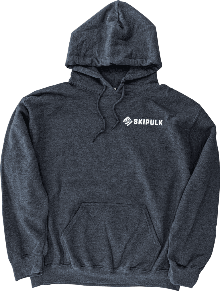 Front of the SkiPulk hooded sweatshirt.