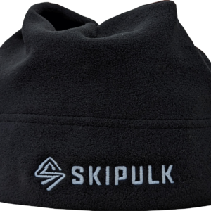 SkiPulk fleece beanie with horizontal logo.